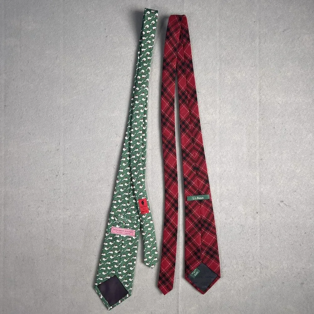 Lot (2) Men Ties‎ LL Bean And Vineyard Vines Winter Christmas